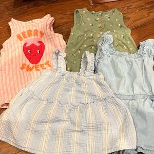 Cute Toddler Dress Set - Pink, Green, Blue
